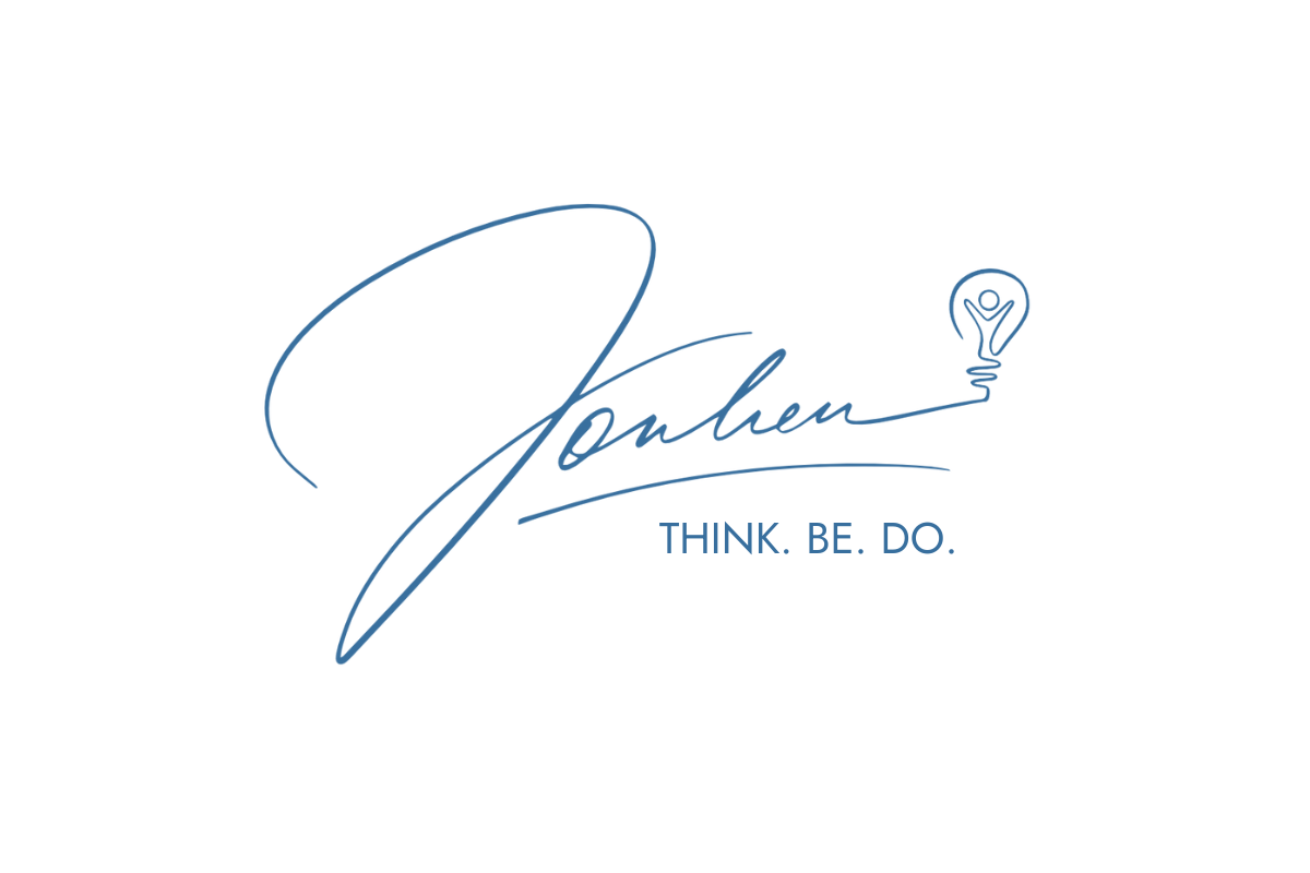 Jonlieu's signature logo and tagline that reads Think. Be. Do.