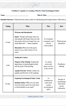 Facilitator Agenda for Team Psychological Safety Image