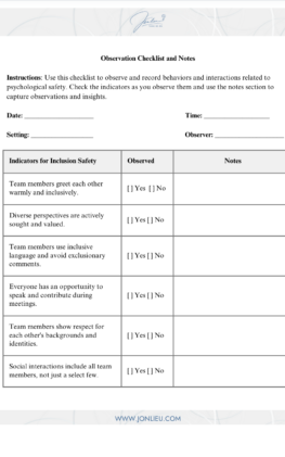 Observation Checklist to Gauge Team Psychological Safety