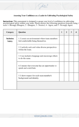 Self-assessment for Leader Confidence in Cultivating Psychological Safety