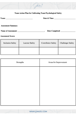 Team Action Plan Template for Psychological Safety Image